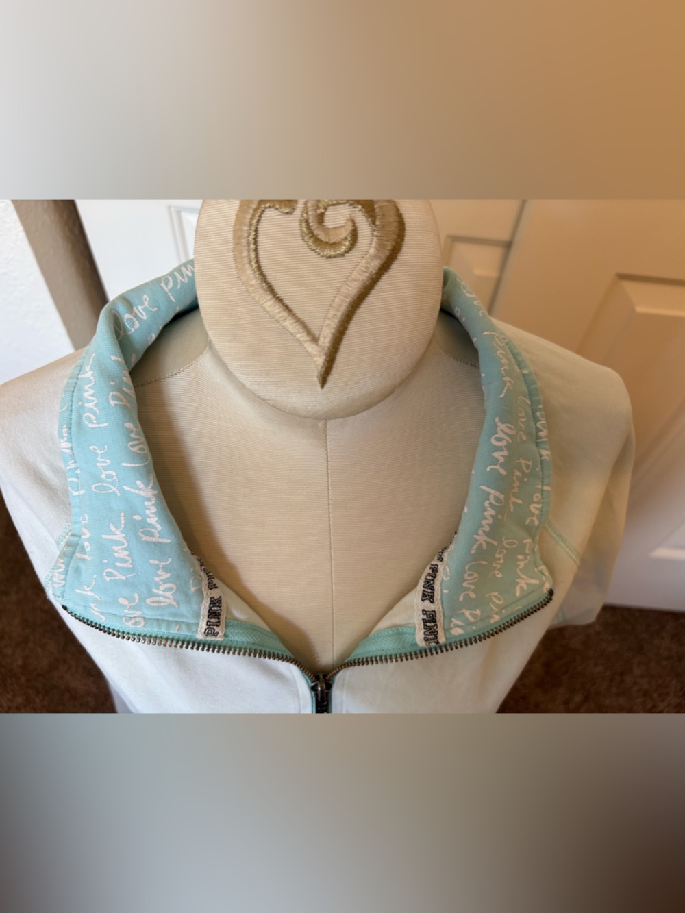 Victoria's Secret PINK Light Aqua Hoodie with White Print